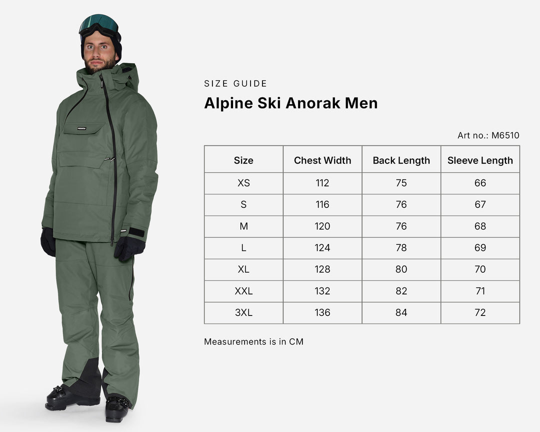 Size Guide - Skianorak Men