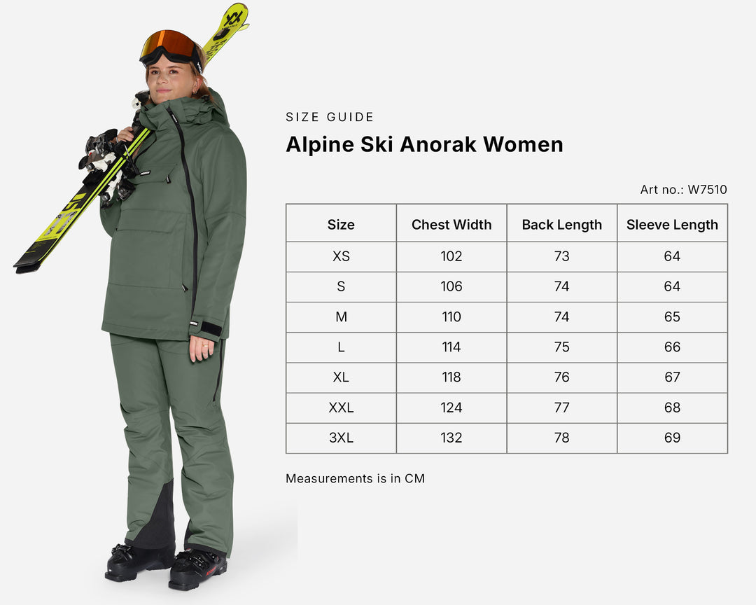 Size Guide - Skianorak Women