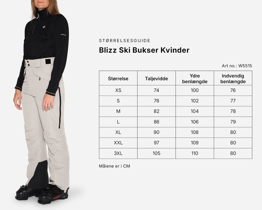 Størrelsesguide – skibukser til kvinder