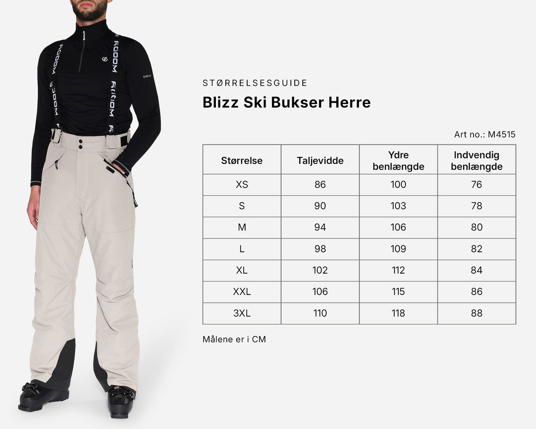 Størrelsesguide – skibukser til mænd