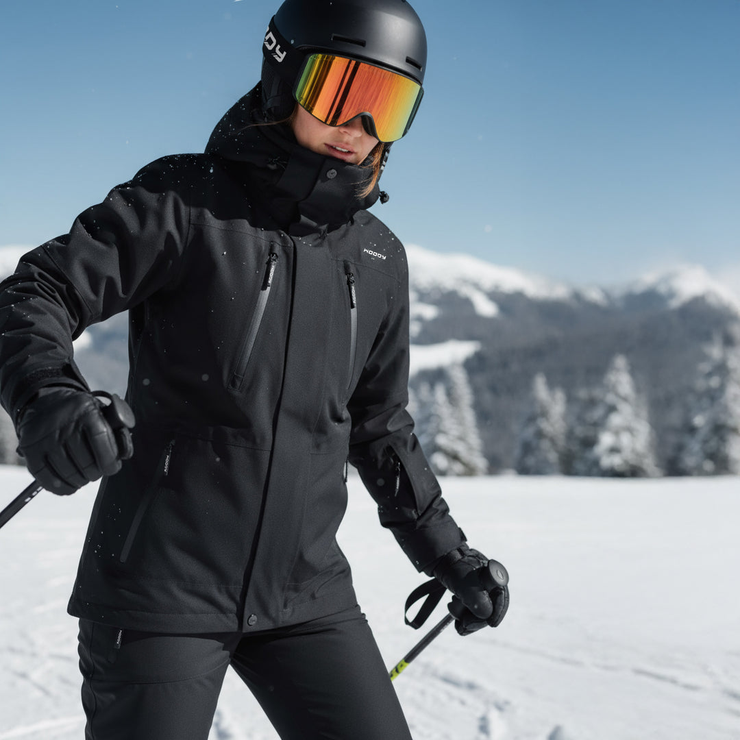 Skijakke til kvinder, Sort, miljøbillede. #color_charcoal-black