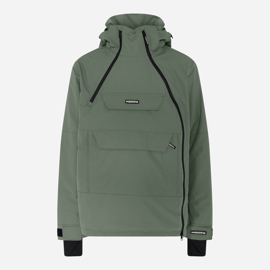 Alpine ski-anorak til mænd, Mørk Oliven, forfra. #color_dark-olive