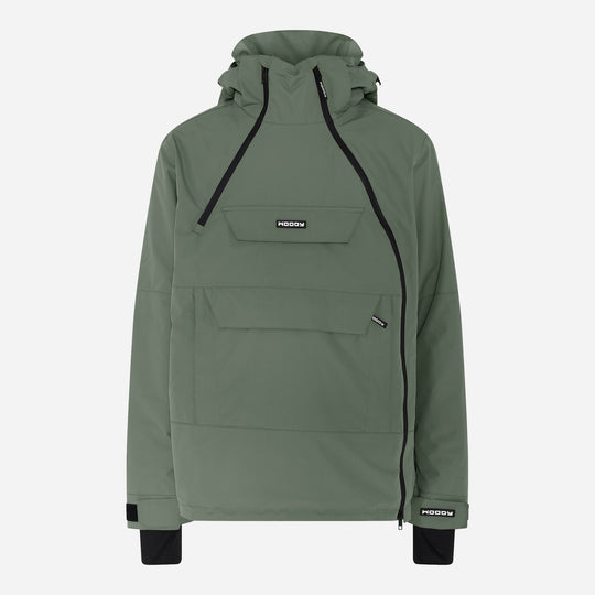 Alpine ski-anorak til mænd, Mørk Oliven, forfra. #color_dark-olive