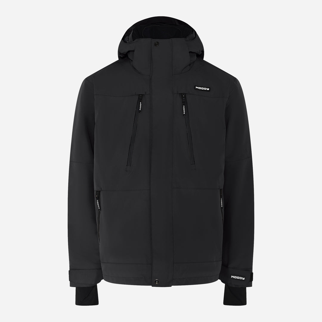 Glace skijakke til mænd, Sort, forfra. #color_charcoal-black