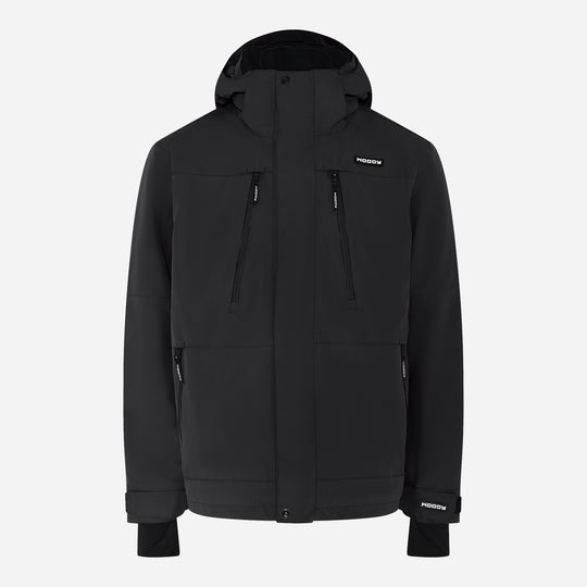 Glace skijakke til mænd, Sort, forfra. #color_charcoal-black