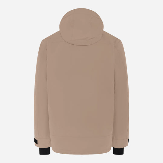 Men's Glace Ski Jacket, stone greige, back view.