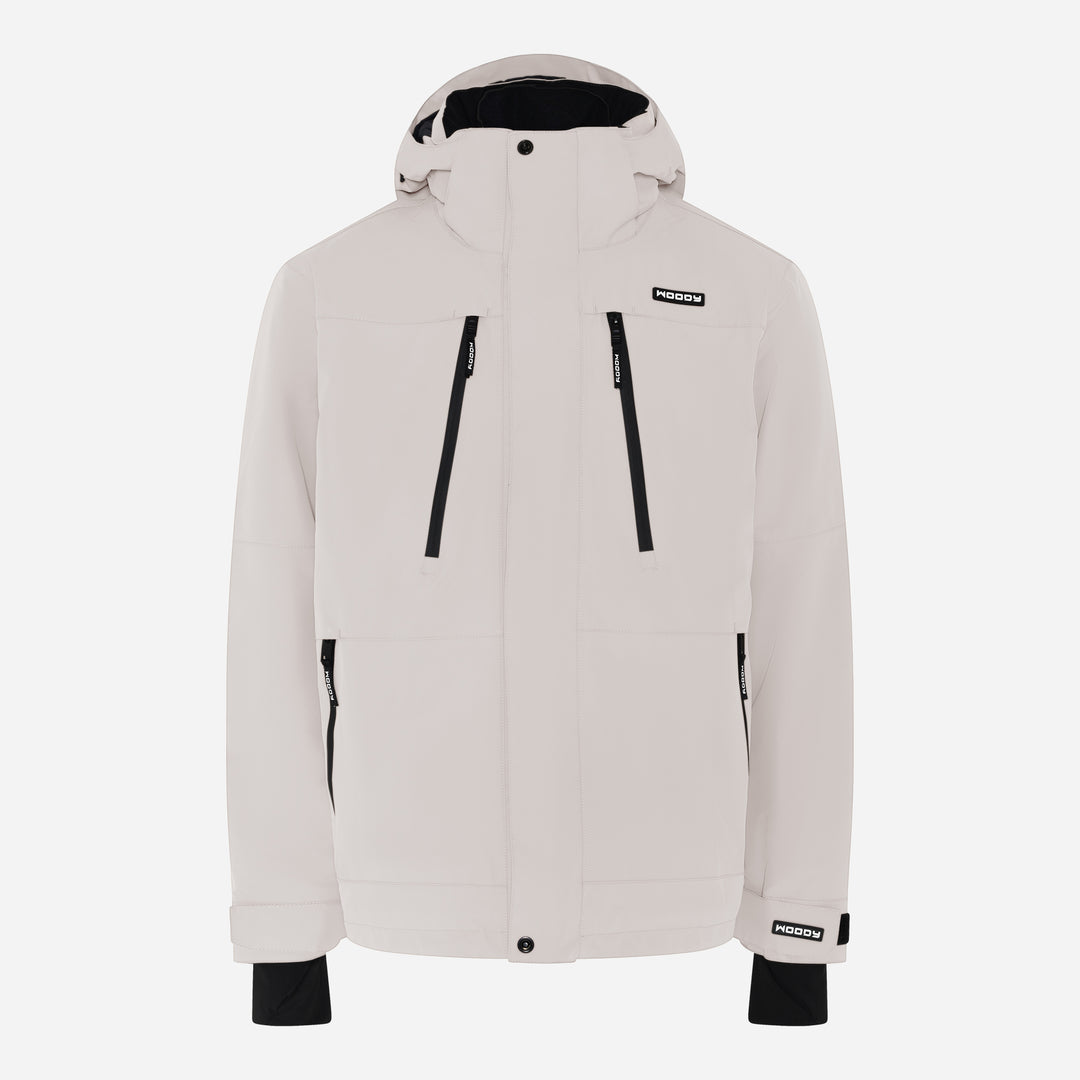 Glace skijakke til mænd, Grå, forfra.  #color_silver-grey