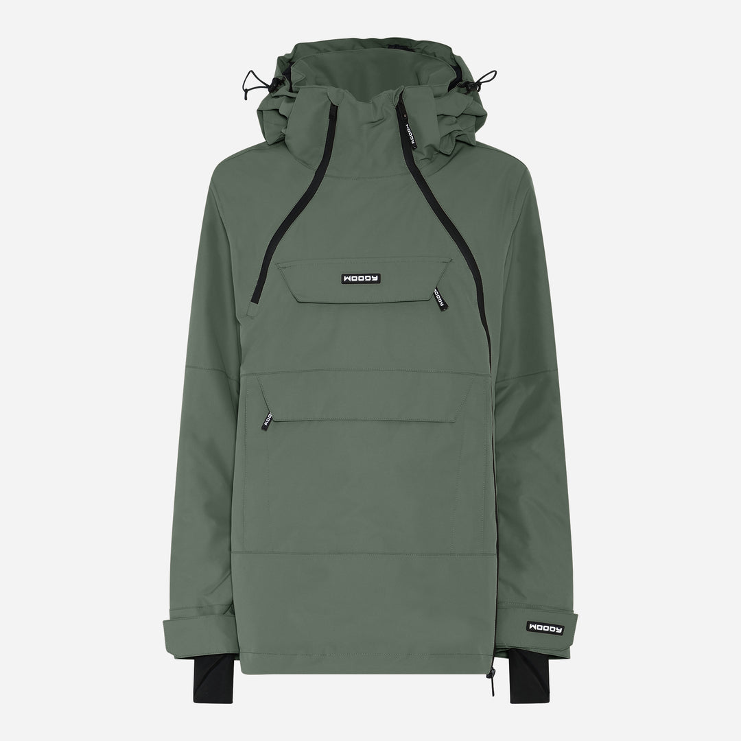 Alpine ski-anorak til kvinder, Mørk Oliven, forfra. #color_dark-olive