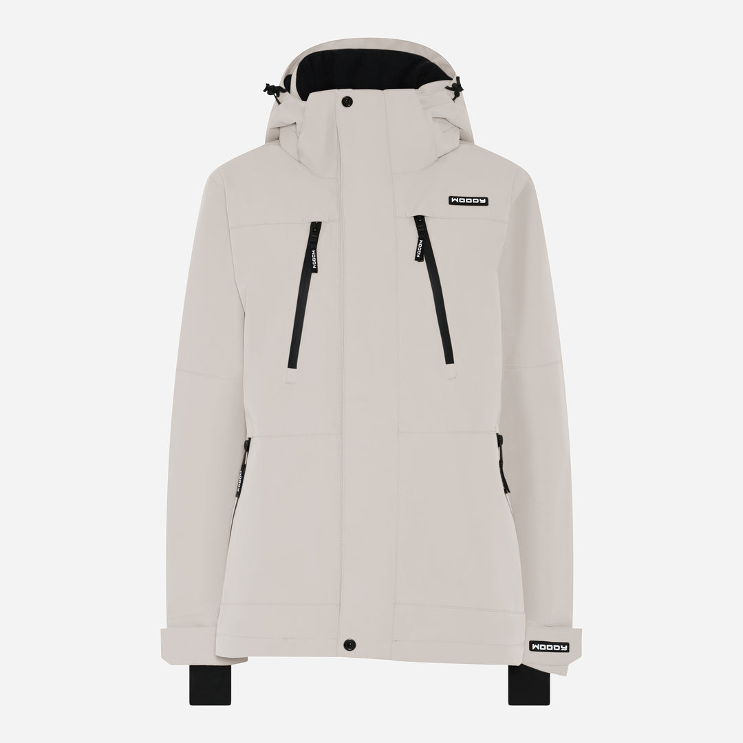 Glace skijakke til kvinder, Grå, forfra. #color_silver-grey