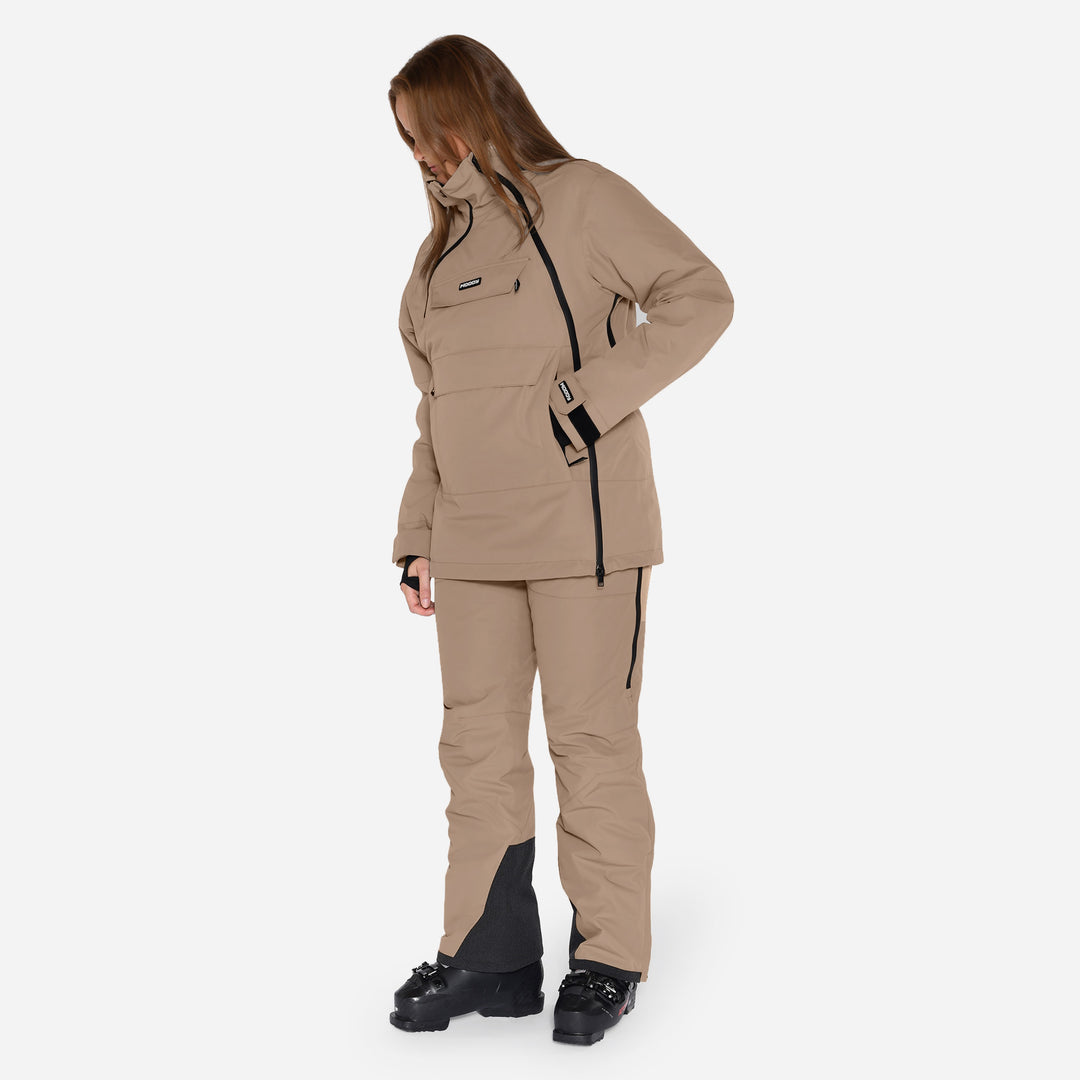 Skianorak til kvinder, Beige, produktfoto   3 #color_stone-greige