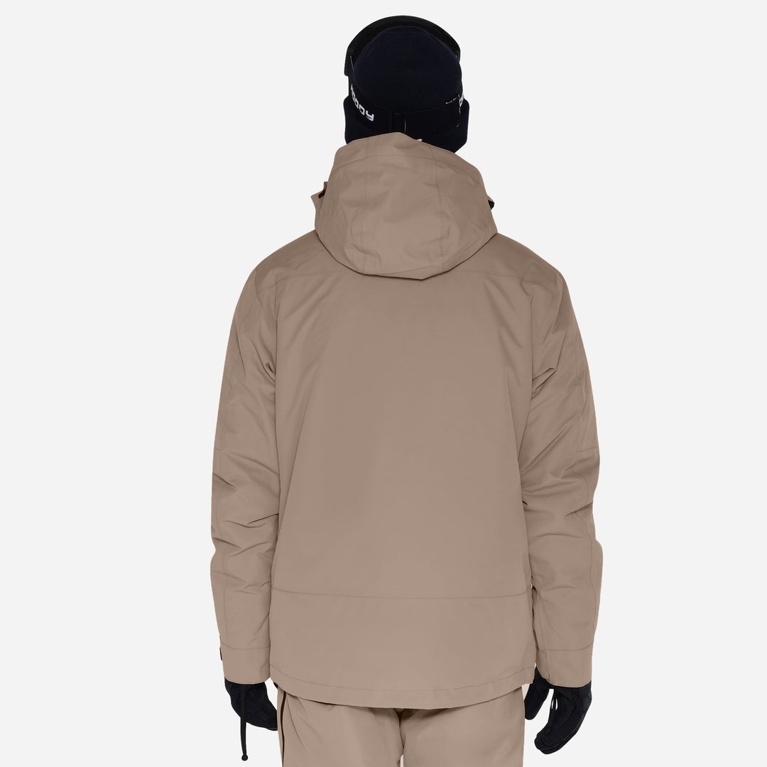 Skianorak til mænd, Beige, produktfoto. Bagfra #color_stone-greige