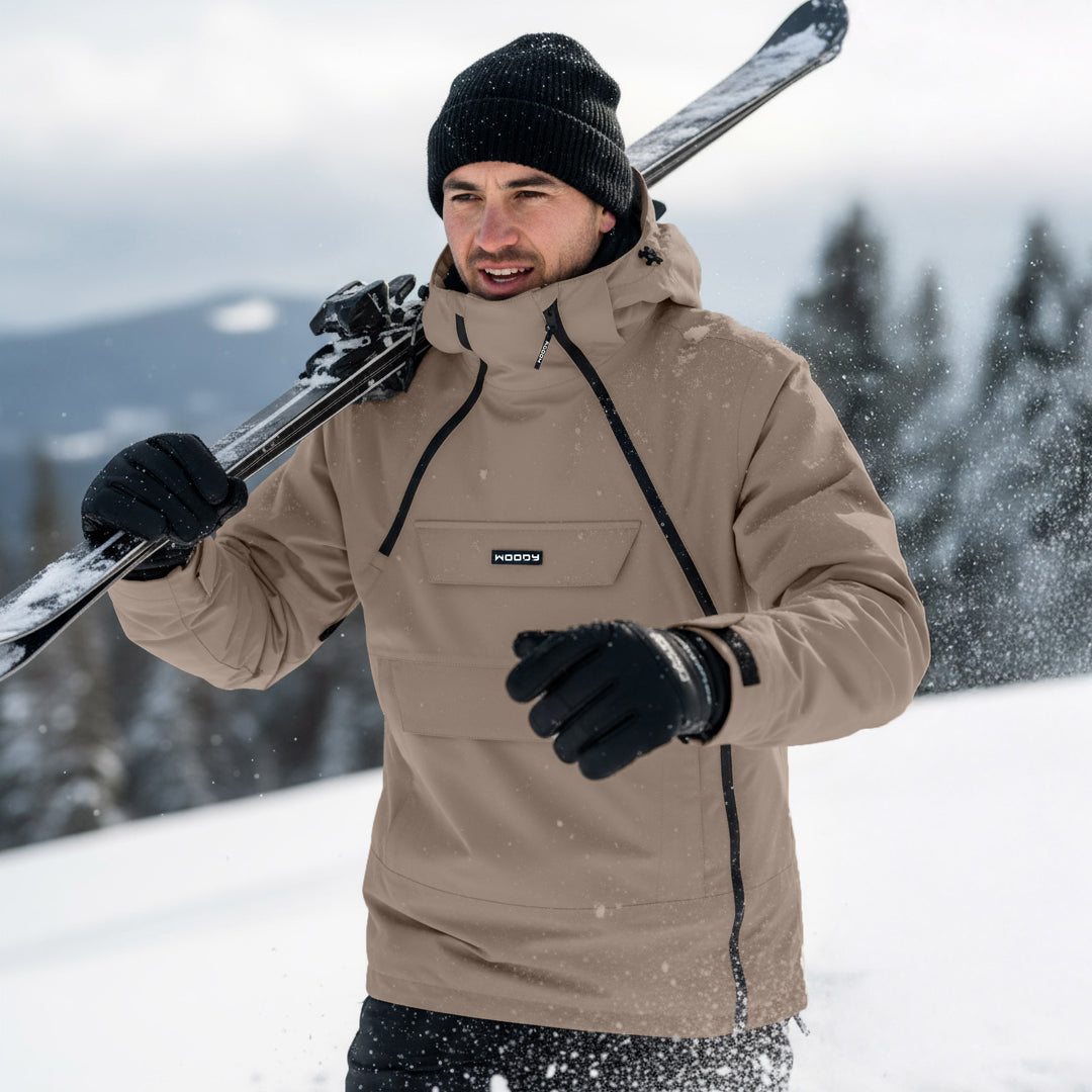 Skianorak til mænd, Beige, miljøbillede. #color_stone-greige