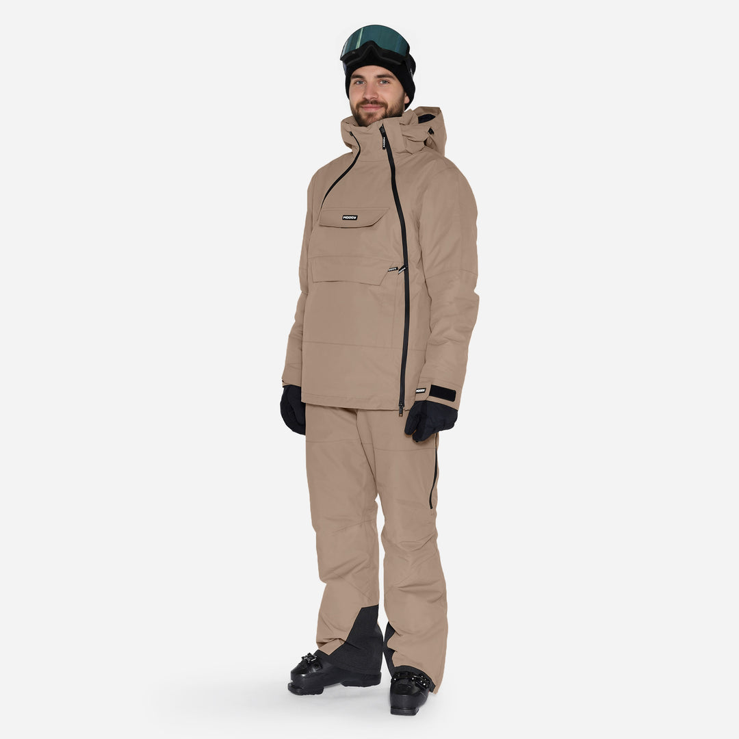 Skianorak til mænd, Beige, produktfoto.  Front #color_stone-greige