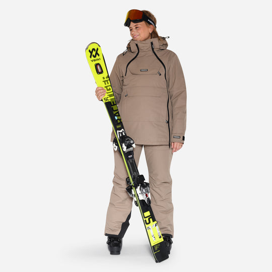 Skianorak til kvinder, Beige, produktfoto   4 #color_stone-greige