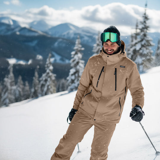 Skijakke til mænd, Beige, miljøbillede. #color_stone-greige