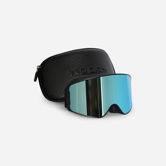 Unisex skibriller, blå spejl-linse, moonbox, sort  #color_ice-blue-mirror