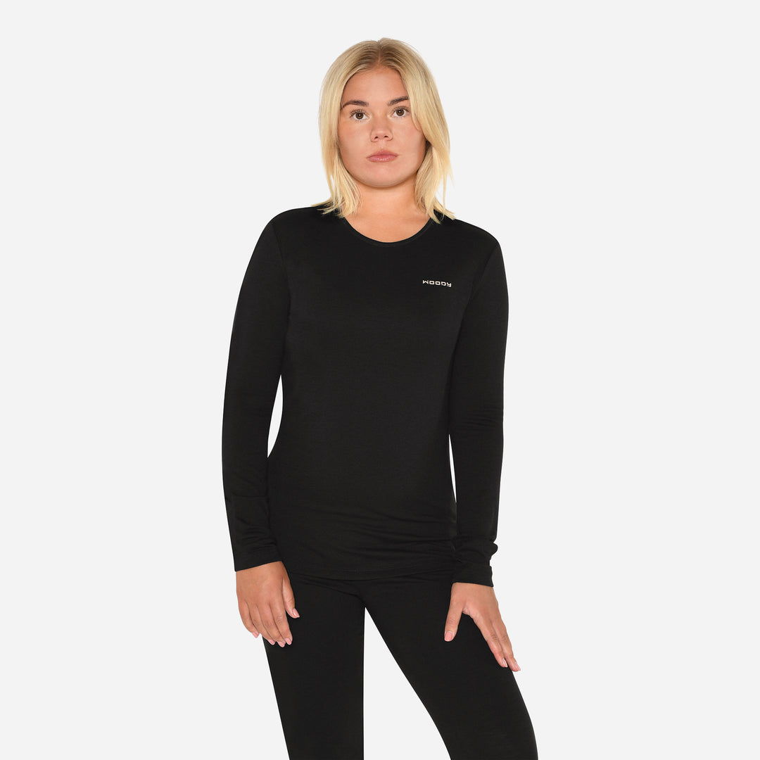 Merino Langærmet Base Layer Dame - Charcoal Black
