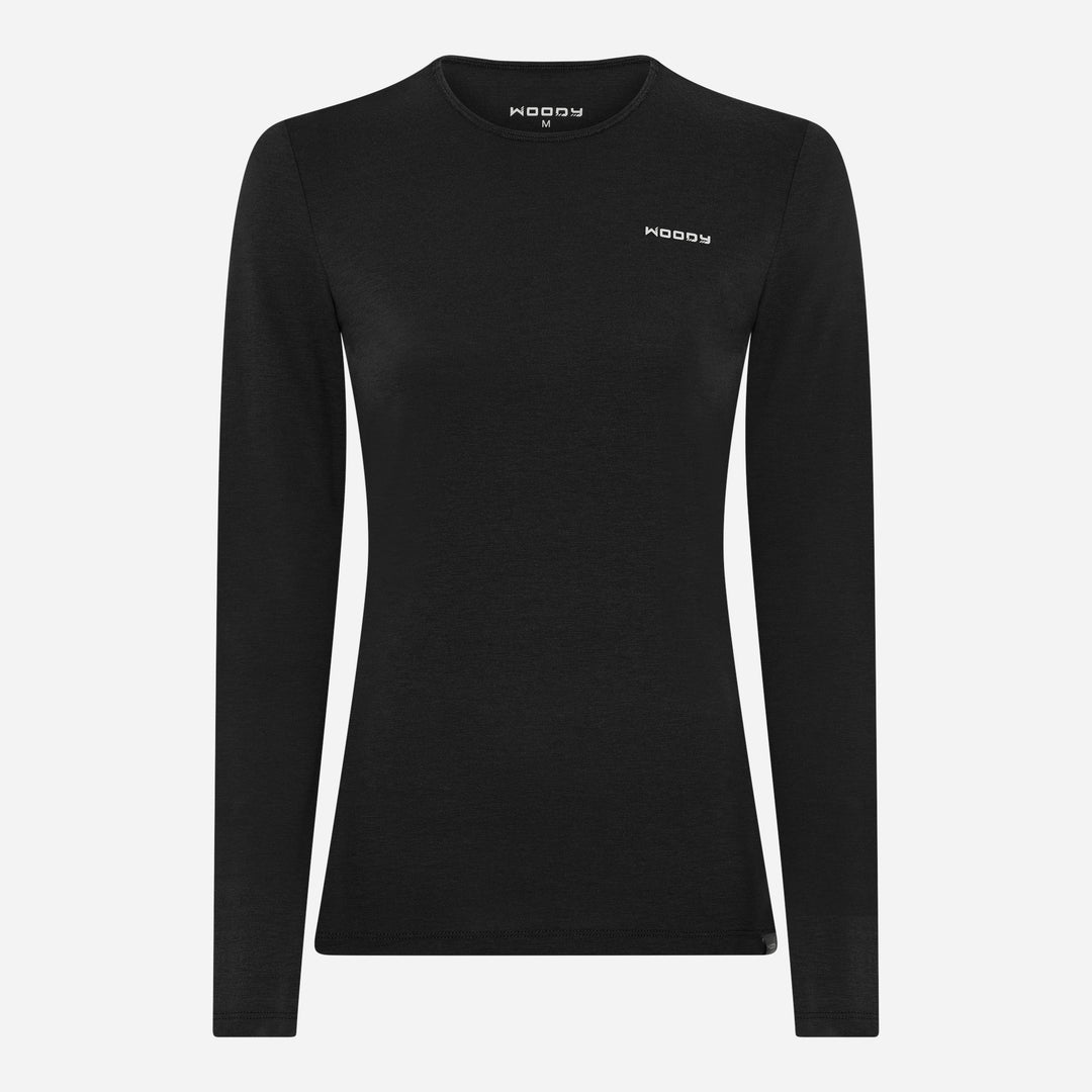 Merino Langærmet Base Layer Dame - Charcoal Black