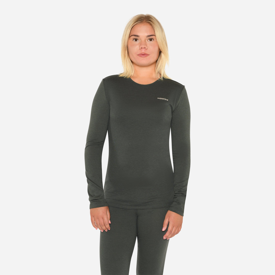 Merino Langærmet Base Layer Dame - Pine Shadow