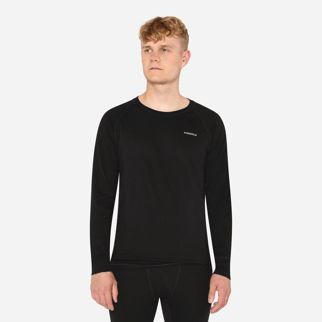 Merino Langærmet Base Layer Herre - Charcoal Black
