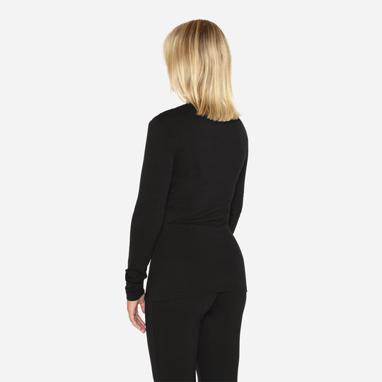 Merino Langærmet Base Layer Dame - Charcoal Black